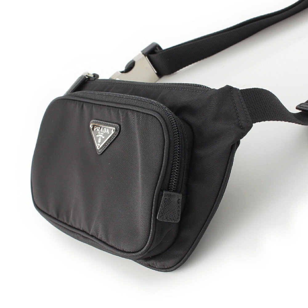 Prada Triangle Logo Re Saffiano Waist Bag Black - Picture 2 of 10